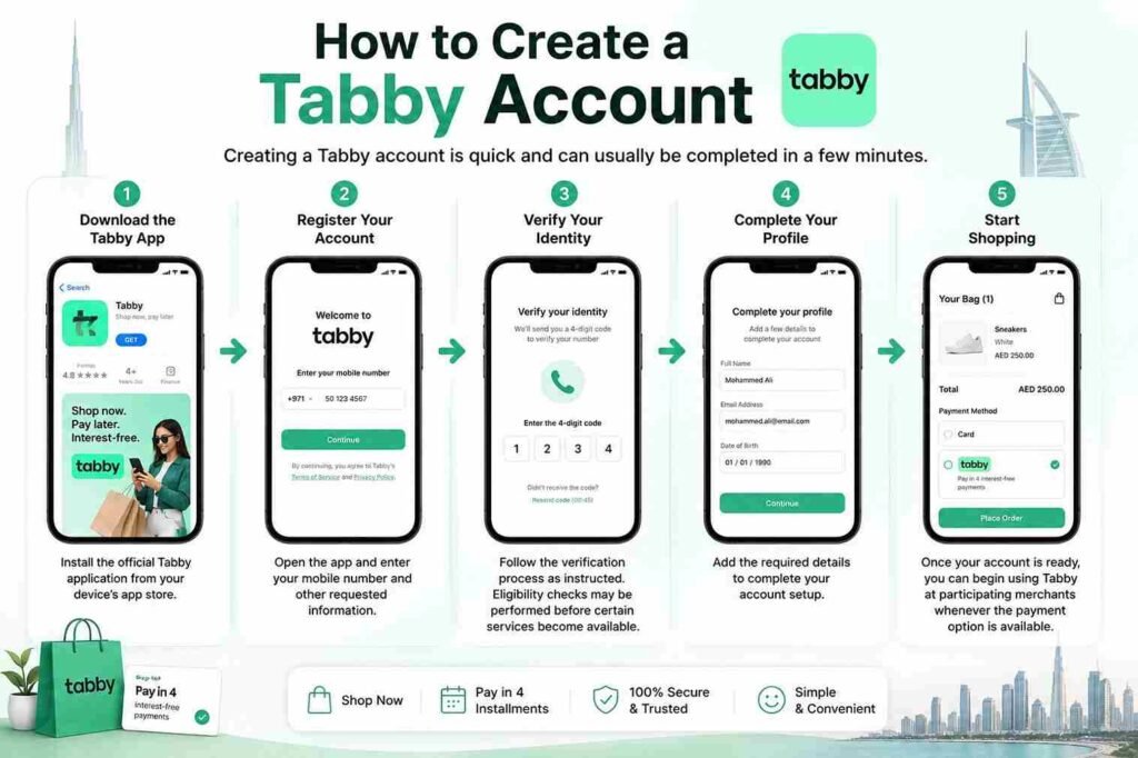 Tabby UAE (2026): Complete Guide to Tabby Payments, Tabby Card, Business, Customer Care & More 2 How to Create a Tabby Account