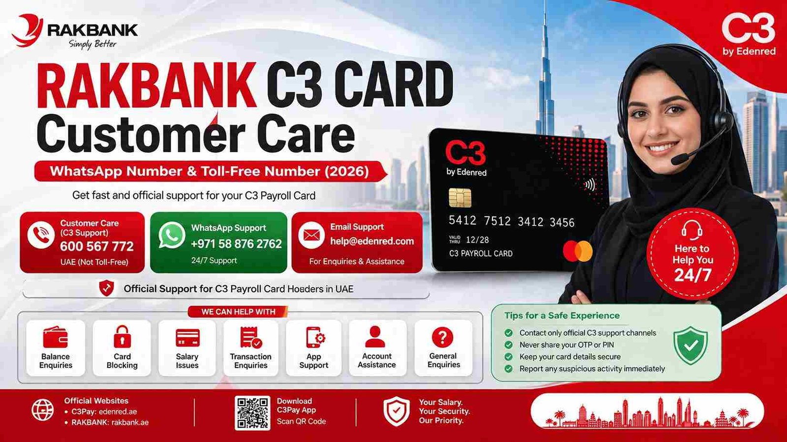 RAKBANK C3 Card Customer Care WhatsApp Number & Toll-Free Number (2026) 1 RAKBANK C3 Card Customer Care WhatsApp Number