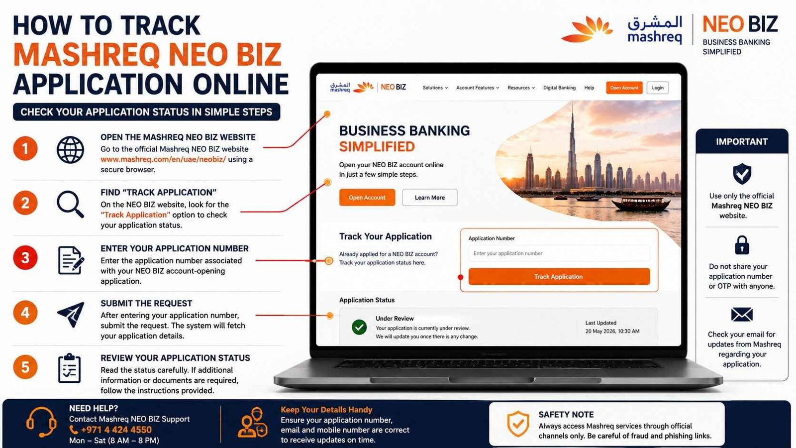 Track Mashreq NEO BIZ Application in UAE (2026): Check Application Status Online 1 Track Mashreq NEO BIZ Application