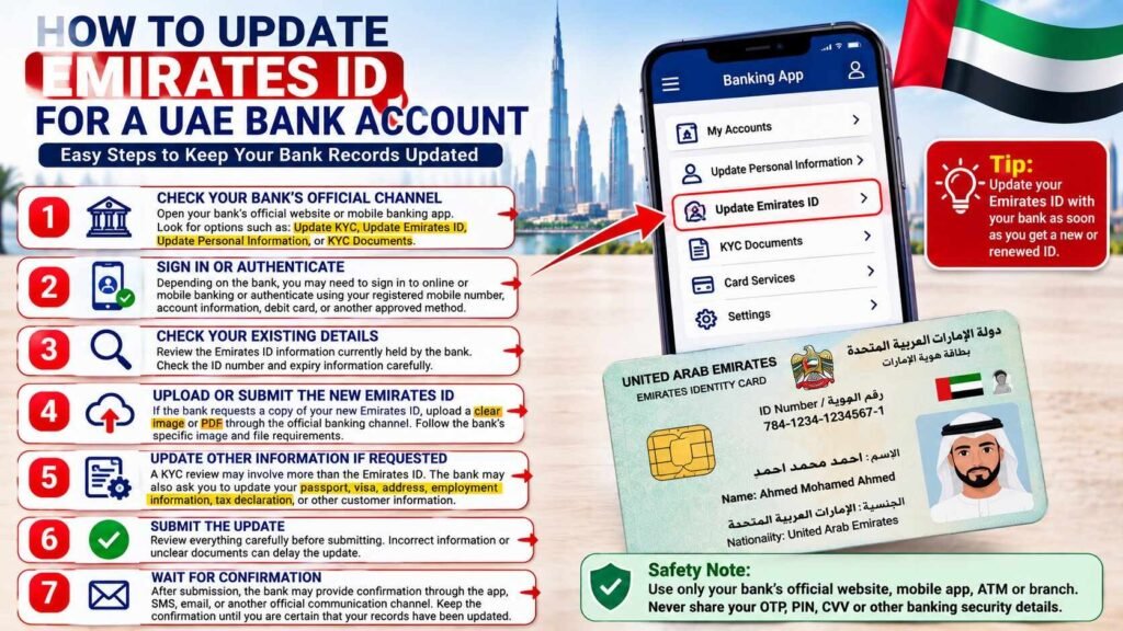 UAE Bank KYC Emirates ID Update (2026): How to Update Your Bank Records 2 How to Update Emirates ID for a UAE Bank Account