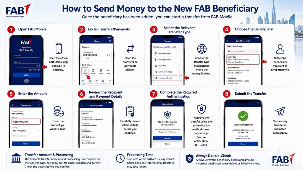 Adding a Beneficiary in FAB Mobile App: Step-by-Step Guide for UAE Customers 3 How to Send Money to the New FAB Beneficiary