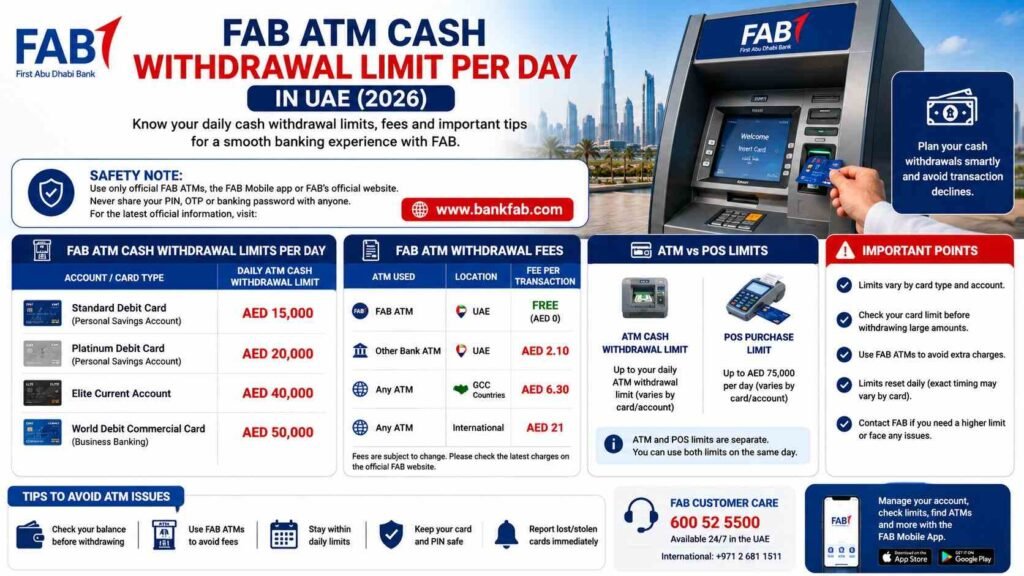 FAB ATM Cash Withdrawal Limit Per Day in UAE (2026): Limits, Fees & What to Do If Your Cash Withdrawal Is Declined 2 FAB ATM Cash Withdrawal Limit Per Day in UAE (2026): Limits, Fees & What to Do If Your Cash Withdrawal Is Declined
