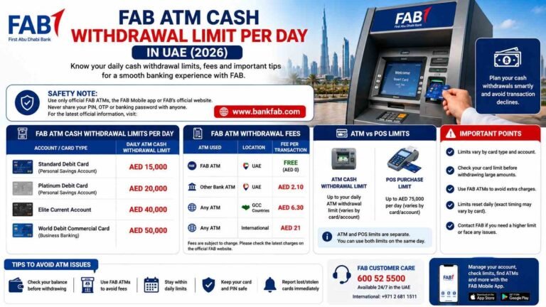 FAB ATM Cash Withdrawal Limit Per Day in UAE (2026): Limits, Fees & What to Do If Your Cash Withdrawal Is Declined