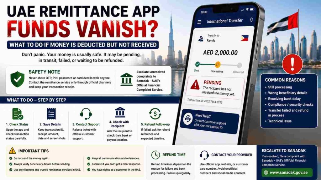 UAE Remittance App Funds Vanish: What to Do If Money Is Deducted but Not Received 1 UAE Remittance App Funds Vanish